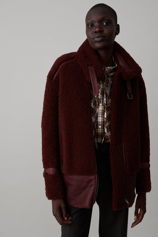 ROSCOE COAT | BURGUNDY SHEARLING