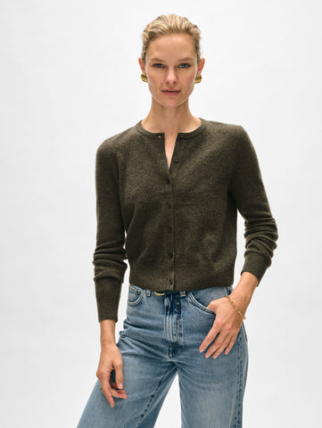 Cashmere Button Crewneck Cardigan