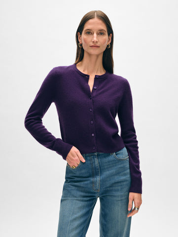 Cashmere Button Crewneck Cardigan