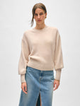 Cashmere Blouson Sleeve Crewneck