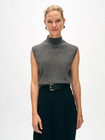 Cashmere Sleeveless Mockneck