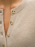 Cashmere Ribbed Gold Button Henley