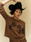 Cashmere Blend Horse Embroidered Crewneck