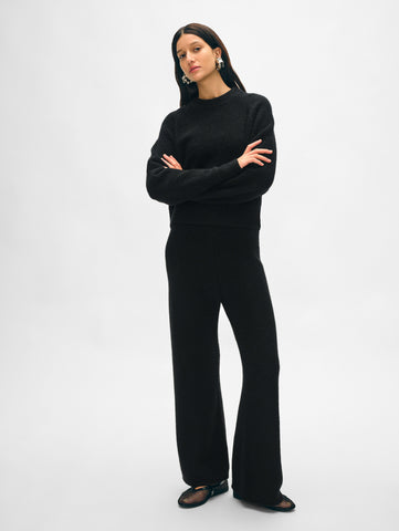 Merino Cashmere Bouclé Wide Leg Pant