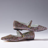 Caroline Flat In Multimetallic Glitter