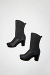 No.6 9" Pull On Shearling Clog Boot on High Heel in Black Suede on Black Base