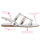 Harmony Flat Sandal In Silver Specchio