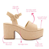 Miso Platform Strap Sandal In Beige Raffia