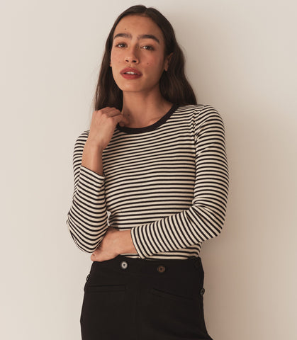 ANNIE TEE -- BLACK VENETIA STRIPE