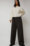 Black Crane Straight Trousers in Dark Grey