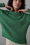 MOLLY SWEATER | GREEN AND GREY STRIPE