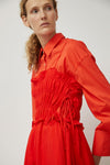 CORDERA Viscose Gathered Dress in Coral