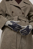 Exquisite J Gloves in Grey with Navy