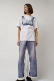 KSENIASCHNAIDER T-Shirt with Augmented Denim Top in White