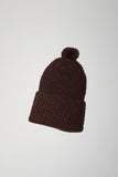 Karakoram Fold Up Long Pom Pom Beanie in Dark Brown