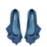 Lee Ruffle Flat In Blue Denim