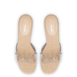 Vivi Lucite Mule in Clear Vinyl with Swarovski® Crystals