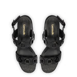 Milan Sandal In Black Wave Raffia