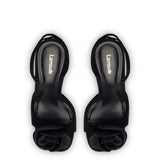 Salma Sandal In Black Suede and Satin