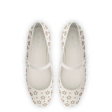 Blair Ballet Flat In White Leather and Metallic Studs