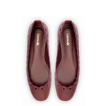 Meghan Broderie Flat In Burgundy Leather