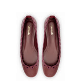 Meghan Broderie Flat In Burgundy Leather