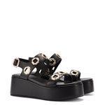 Milan Flatform Sandal In Black Leather