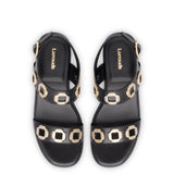 Milan Flatform Sandal In Black Leather