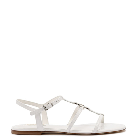 Hana Flat In White Patent Leather