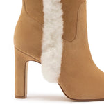 Cindy Hi Faux Fur Boot In Peanut Suede and Natural Shearling