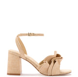 Selena Ruffle Sandal In Beige Raffia