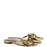 Elle Flat Mule In Gold Cracked Metallic Leather