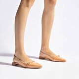 Ines Flat In Tan Patent Leather