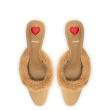 Amal Faux Fur Mule In Peanut Suede