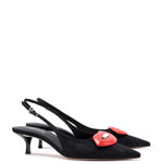 Larroudé x Libertine Lips Pump Lo In Black Fabric