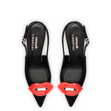 Larroudé x Libertine Lips Pump Hi In Black Suede and Crystals