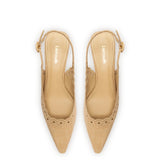 Florence Broderie Pump In Beige Raffia