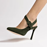 Deena By Larroudé Pump In Deep Olivine Suede