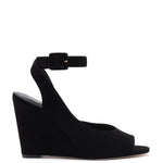 Deena By Larroudé Wedge Sandal In Black Suede