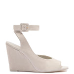 Deena By Larroudé Wedge Sandal In Mushroom Grey Suede