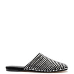 Venice Flat Mule Crystal In Black Suede