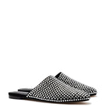 Venice Flat Mule Crystal In Black Suede