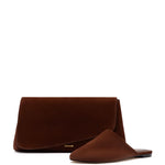 Venice Flat Mule and Pouch Kit In Brown Suede