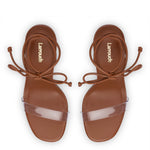 Gloria Sandal In Caramel Leather and Vinyl