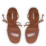 Gloria Sandal In Caramel Leather and Vinyl