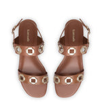 Milan Flat Sandal In Caramel Leather