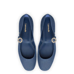 Blair Ballet Flat In Blue Denim