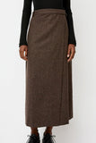 Mijeong Park Wool Blend Maxi Wrap Skirt in Brown