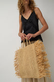 Modern Weaving Straight Fringe Square Bag in Natural