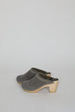 No.6 Dakota Shearling Clog on High Heel in Smoke Suede and Cloud